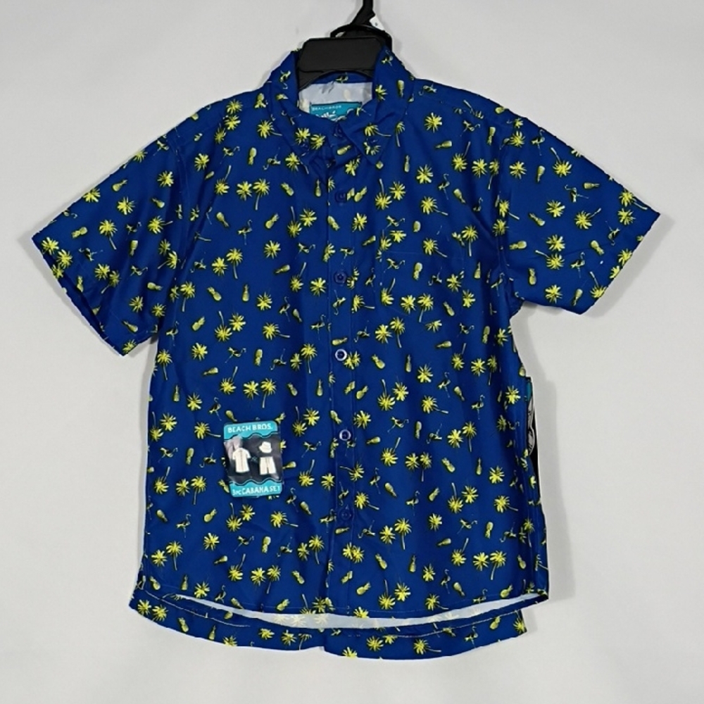 NWT Beach Bros. Pineapple Palm 3 Pc Cabana Set Navy Boys Size 6 Hat Shirt Shorts